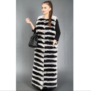 Genuine chinchilla floor length vest